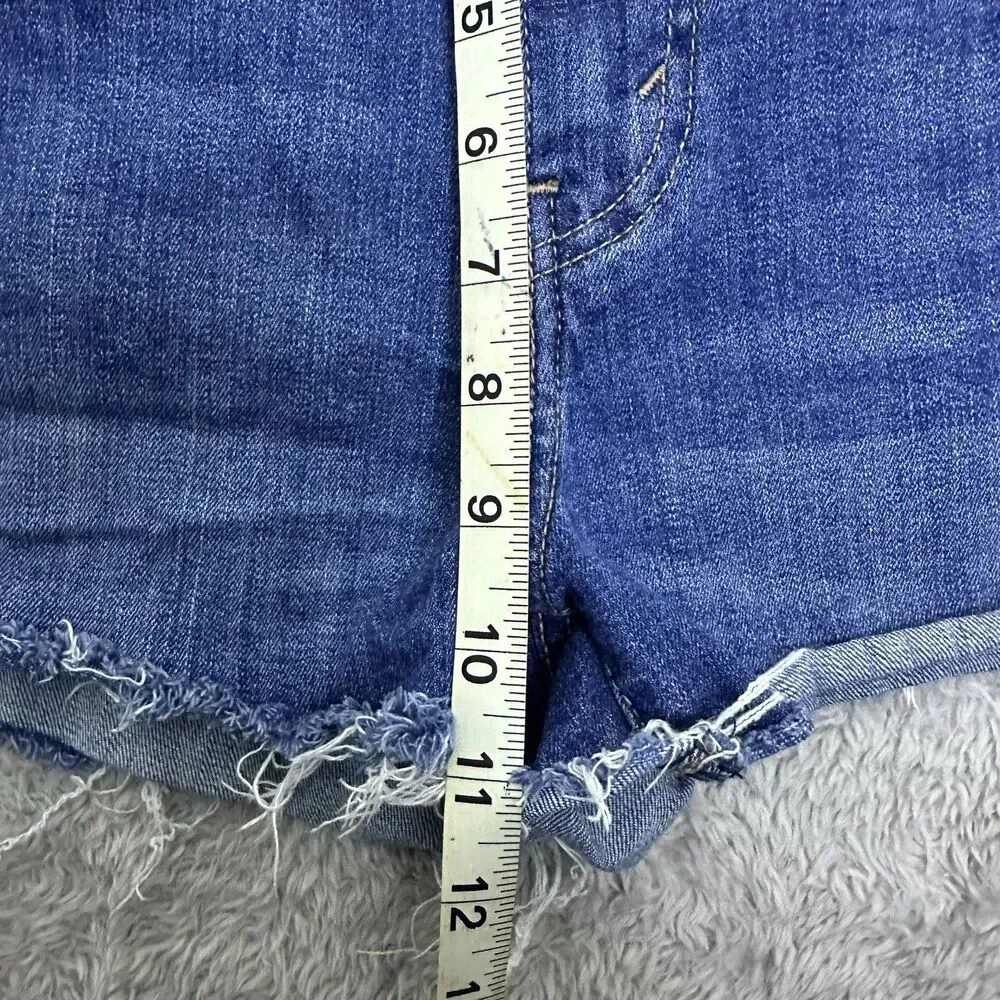 Levis Womens 501 Blue Denim Shorts High Rise Raw Hem Distressed Festival Size 30